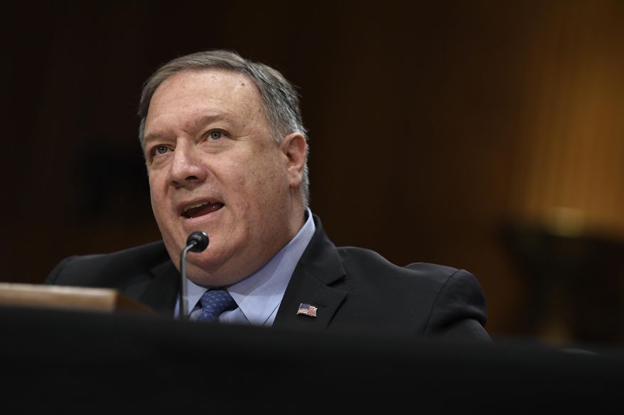 Secretary of State Mike Pompeo testifies before the Senate Foreign Relations Committee on Capitol Hill in Washington, Wednesday, April 10, 2019. (AP Photo/Susan Walsh)