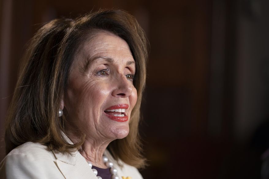 Speaker of the House Nancy Pelosi, D-Calif., speaks during an interview with The Associated Press in her office at the Capitol in Washington, Wednesday, April 10, 2019. House Democrats are rounding the first 100 days of their new majority taking stock of their accomplishments, noting the stumbles and marking their place as a frontline of resistance to President Donald Trump. (AP Photo/J. Scott Applewhite)