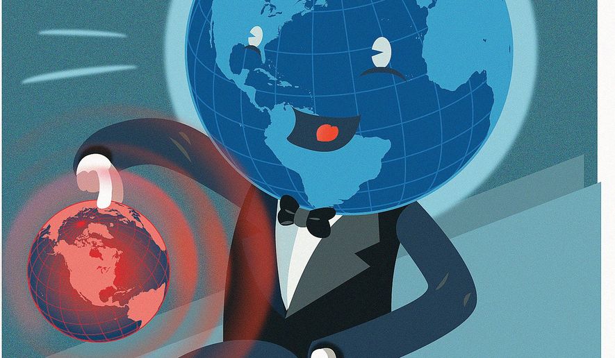 Illustration on climate change by Linas Garsys/The Washington Times