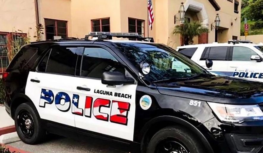 Laguna Beach&#39;s city council will hold a vote on April 16, 2019, to determine the fate of patriotic police vehicles. (Image: Laguna Beach Police Department)