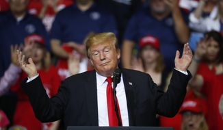 President Donald Trump speaks during a rally in Grand Rapids, Mich., Thursday, March 28, 2019. (AP Photo/Paul Sancya) ** FILE **