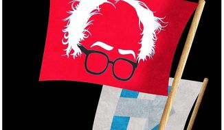 Illustration on the Sanders campaign by Alexander Hunter/The Washington Times