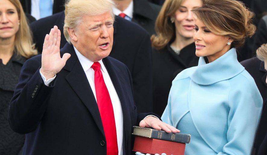 Could it happen again? Voters are happy with President Trump as the GOP nominee. Here he is sworn in as president on Jan. 20, 2017. (Associated Press)