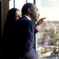 Housing and Urban Development Secretary Ben Carson is shown a view of Philadelphia by Lopa Kolluri, Chief Development and Operating Officer for the Philadelphia Housing Authority (PHA), Thursday, Feb. 14, 2019, in Philadelphia. Carson was in Philadelphia to announce the awarding of $74 million in grants to hundreds of public housing authorities across the country. (AP Photo/Jacqueline Larma) ** FILE **