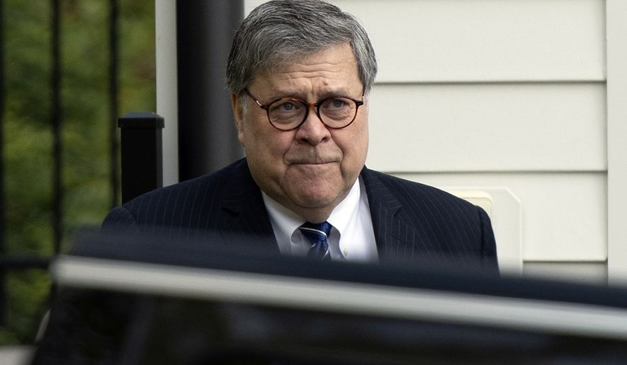 Attorney General William Barr leaves his home in McLean, Va., on Wednesday morning, April 17, 2019. Special counsel Robert Mueller&#39;s redacted report on Russian interference in the 2016 election is expected to be released publicly on Thursday and has said he is redacting four types of information from the report. Congressional Democrats are demanding to see the whole document and its evidence. (AP Photo/Sait Serkan Gurbuz)