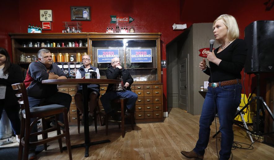 2020 Democratic presidential candidate Sen. Kirsten Gillibrand speaks during a meet and greet with local residents, Thursday, April 18, 2019, in Indianola, Iowa. (AP Photo/Charlie Neibergall)