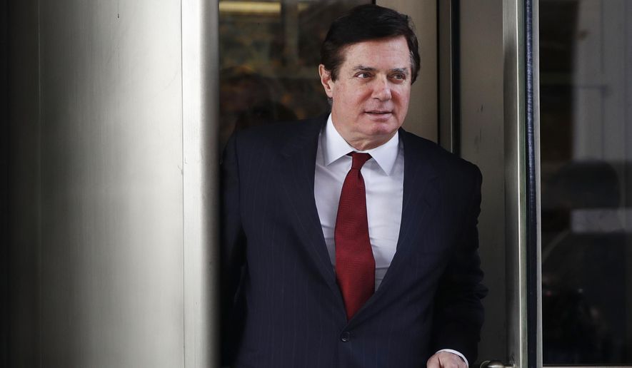In this Nov. 6, 2017, file photo, Paul Manafort, President Donald Trump&#39;s former campaign chairman, leaves the federal courthouse in Washington. (AP Photo/Jacquelyn Martin, File)