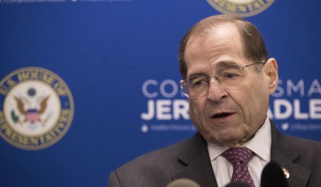 U.S. Rep. Jerrold Nadler, D-N.Y., chair of the House Judiciary Committee, speaks during a news conference, Thursday, April 18, 2019, in New York. (AP Photo/Mary Altaffer)