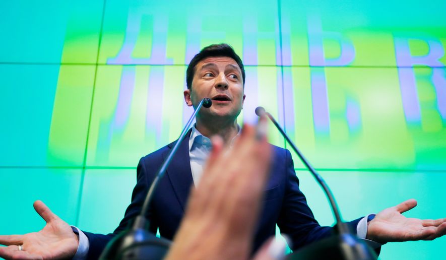 &quot;To all the countries of the former Soviet Union — look at us, everything is possible,&quot; said Volodymyr Zelenskiy, in his victory speech. On TV, Mr. Zelenskiy portrays a teacher who denounces corruption and becomes president. (Associated Press)