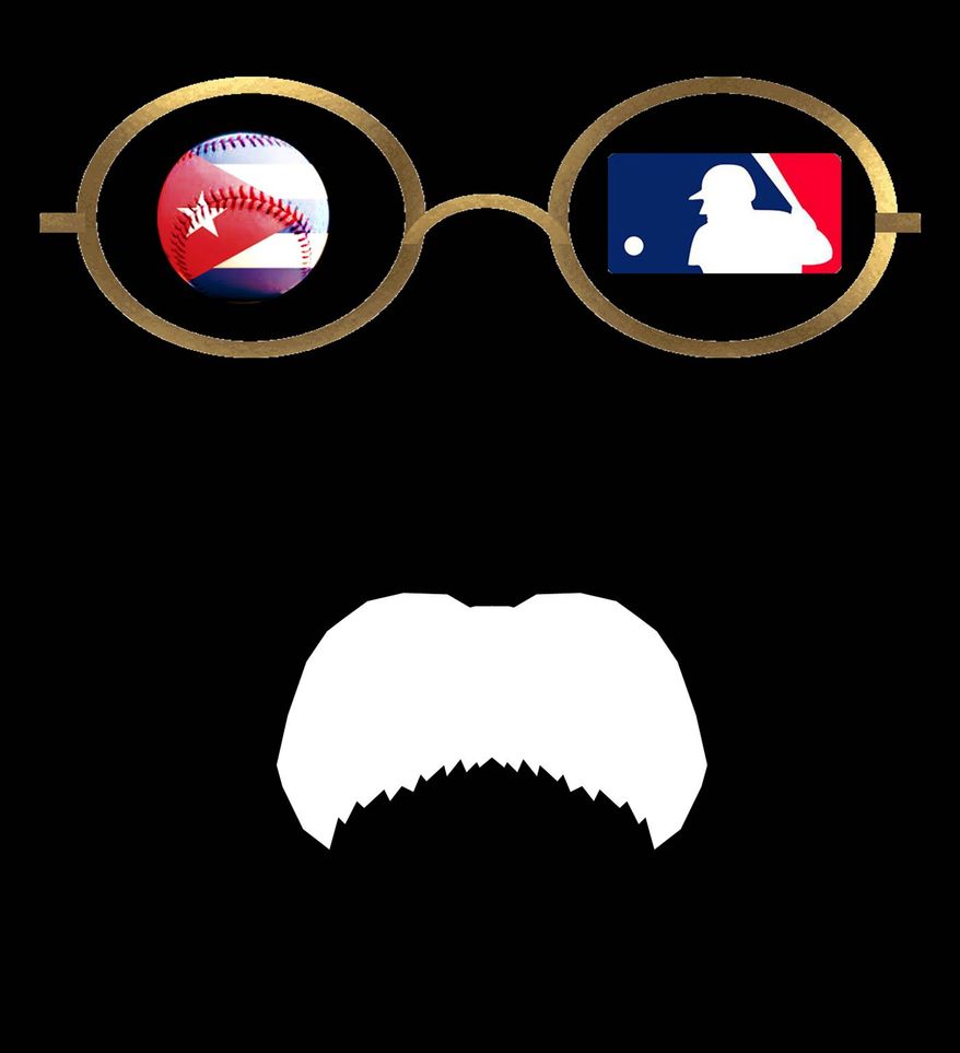 Illustration  on John Bolton&#39;s sanction against Cuban baseball players by Alexander Hunter/The Washington Times