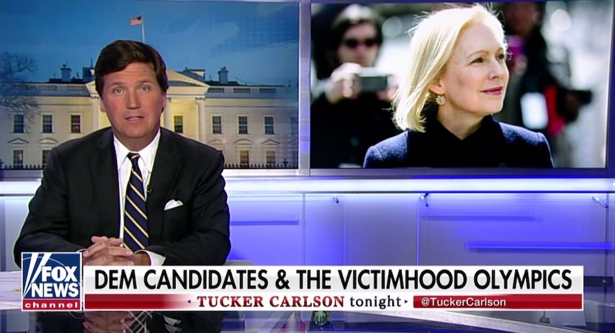Fox News&#39; Tucker Carlson discusses the field of Democrats vying to take on President Trump in the 2020 U.S. presidential election, April 24, 2019. (Image: Fox News screenshot)