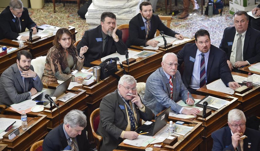 The Montana House of Representatives votes on a bill at the State Capitol Thursday, April 25, 2019, in Helena, Mont. (Thom Bridge/Independent Record via AP)