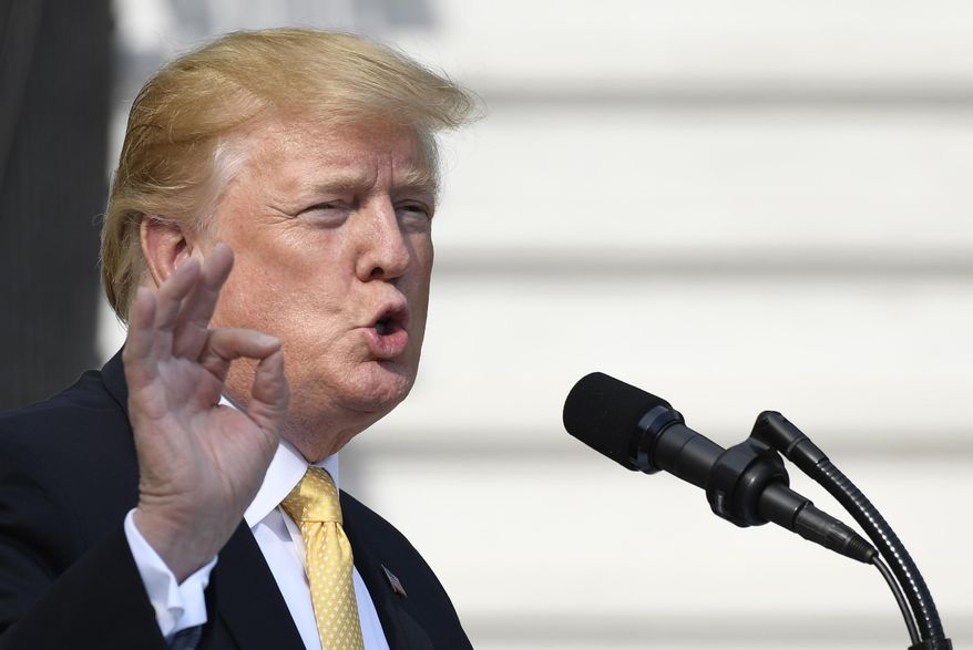In this April 25, 2019, photo, President Donald Trump speaks on the South Lawn of the White House in Washington. (AP Photo/Susan Walsh)