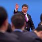 Chinese President Xi Jinping waves as he leaves after a press conference at the closing of the Belt and Road Forum at Yanqi Lake on the outskirts of Beijing, Saturday, April 27, 2019. Xi called Saturday for more countries to join China&#39;s sprawling infrastructure-building initiative in the face of U.S. opposition to a project Washington worries is increasing Beijing&#39;s strategic influence. (AP Photo/Mark Schiefelbein)