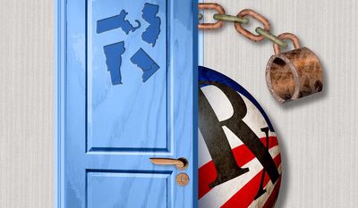 Blue State Door Illustration by Greg Groesch/The Washington Times