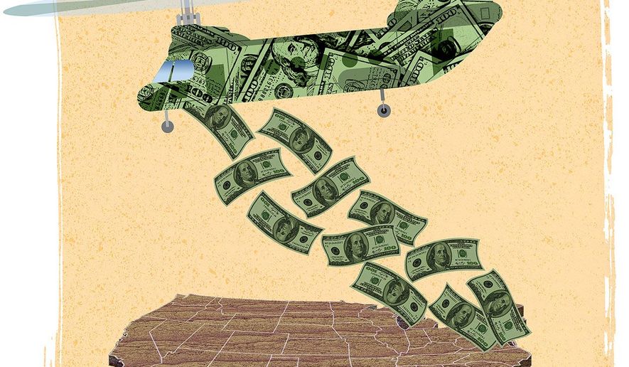 Helicopter Money Illustration by Greg Groesch/The Washington Times