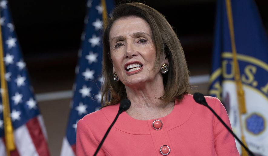 Speaker of the House Nancy Pelosi, D-Calif., speaks to the media at a news conference on Capitol Hill in Washington, Thursday, May 2, 2019. AP Photo/J. Scott Applewhite)