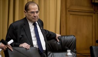 Judiciary Committee Chairman Jerrold Nadler, D-N.Y., arrives for a House Judiciary Committee hearing on Capitol Hill in Washington, Thursday, May 2, 2019. The House Judiciary Committee witness chair will be without its witness this morning, Attorney General William Barr, who informed the Democrat-controlled panel he will skip a scheduled hearing on special counsel Robert Mueller&#39;s report, escalating an already acrimonious battle between Democrats and the Justice Department. (AP Photo/Andrew Harnik)