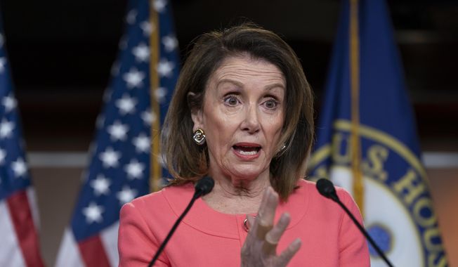 Speaker of the House Nancy Pelosi, D-Calif., talks to the media at a news conference on Capitol Hill in Washington, Thursday, May 2, 2019. (AP Photo/J. Scott Applewhite)