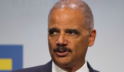 In this Sept. 15, 2018 file photo, former Attorney General Eric Holder addresses the Human Rights Campaign National Dinner in Washington, D.C. (Associated Press/File)
