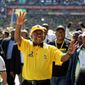 South African President Cyril Ramaphosa held his final election rally of the African National Congress on Sunday at Ellis Park stadium in Johannesburg. (Associated Press)