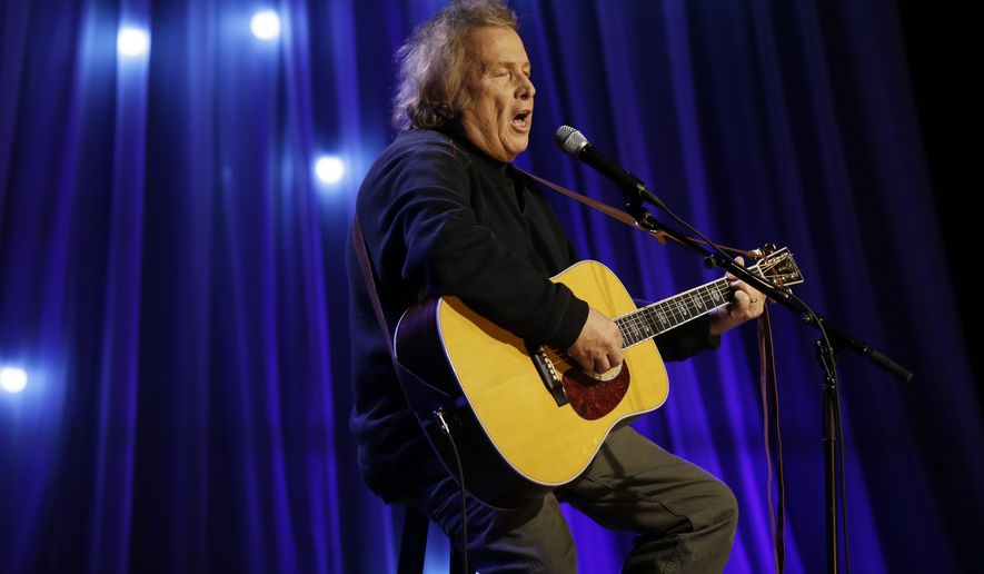 In this Dec. 13, 2016, file photo, Don McLean performs during a taping of Dolly Parton&#39;s Smoky Mountain Rise Telethon in Nashville, Tenn. (AP Photo/Mark Humphrey, File)