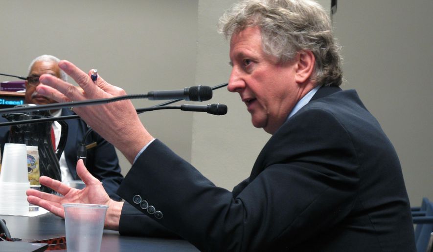 Sen. John Milkovich, D-Keithville, speaks about his bill to ban abortions if a fetal heartbeat is detected, in a Senate judiciary committee hearing on Tuesday, April 30, 2019, in Baton Rouge, La. (AP Photo/Melinda Deslatte)