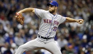 New York Mets&#39; Steven Matz pitches during the first inning of a baseball game against the Milwaukee Brewers on Friday, May 3, 2019, in Milwaukee. (AP Photo/Aaron Gash)