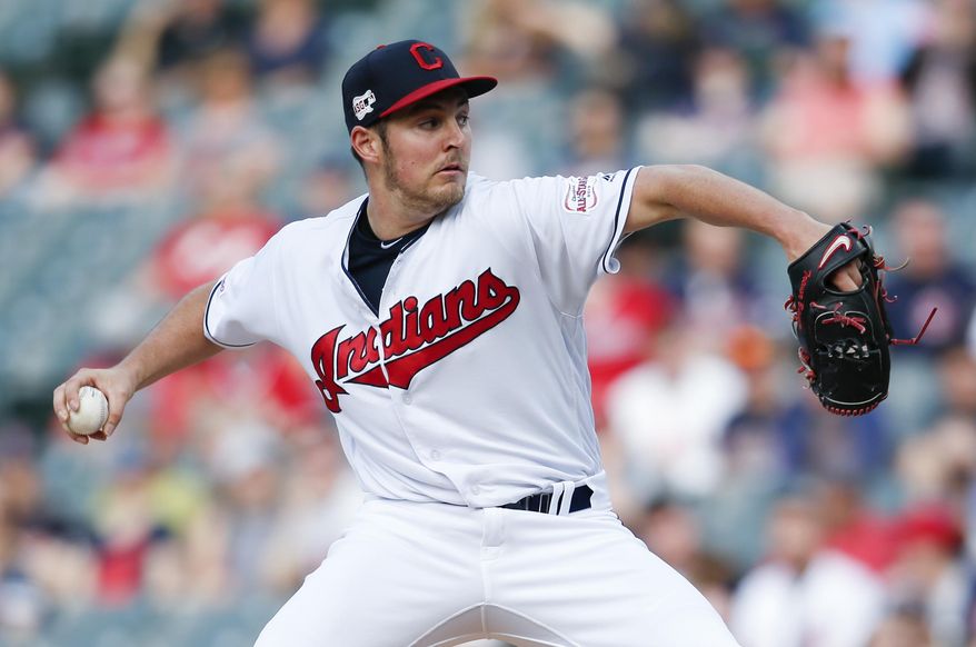 Cleveland Indians starting pitcher Trevor Bauer delivers against the Chicago White Sox during the first inning of a baseball game, Monday, May 6, 2019, in Cleveland. (AP Photo/Ron Schwane)
