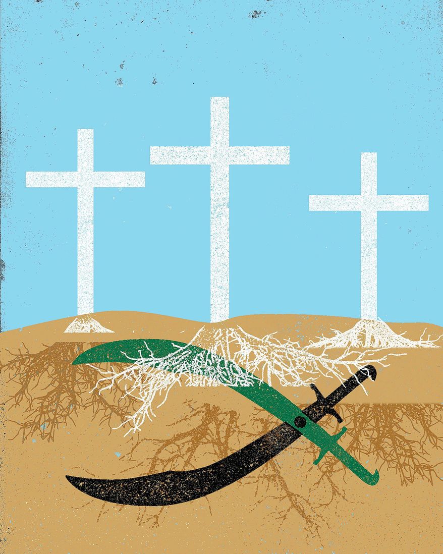 Illustration on Iran&#x27;s war on Christianity by Linas Garsys/The Washington Times