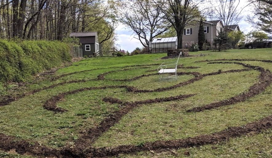 This undated photo shows a labyrinth in Greencastle, Pa. Follow the path in labyrinth; you will wend your way to the center no matter which turn you choose to take. (Lisa Skiles/Lee Reich via AP)