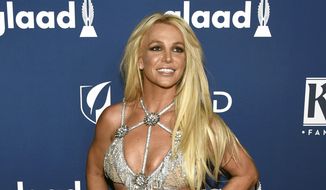 In this April 12, 2018, file photo, Britney Spears arrives at the 29th annual GLAAD Media Awards in Beverly Hills, Calif. (Photo by Chris Pizzello/Invision/AP, File)