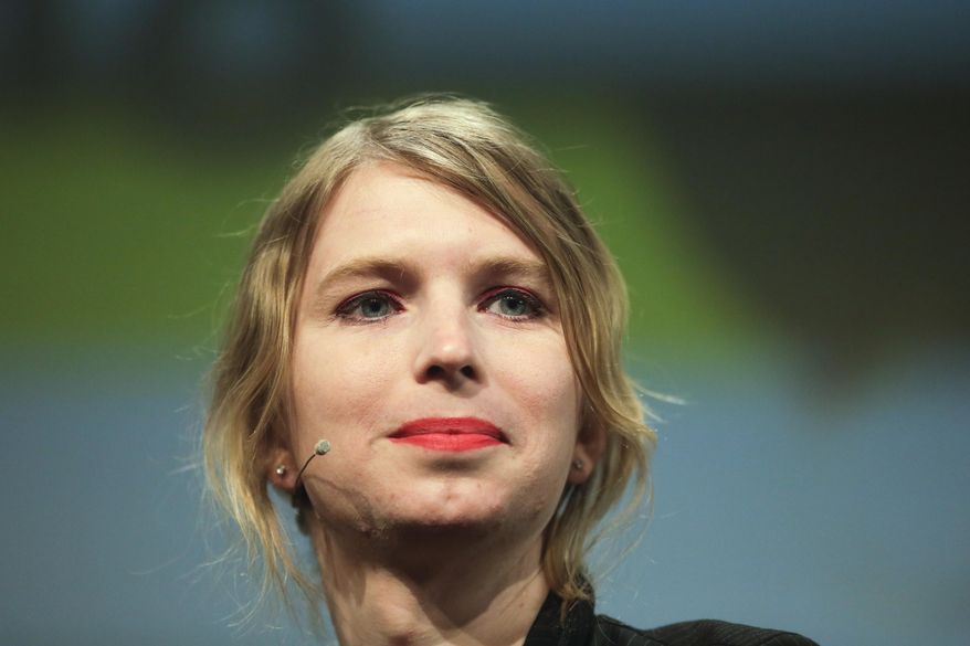 FILE - In this May 2, 2018, file photo, Chelsea Manning attends a discussion at the media convention "Republica" in Berlin. Former Army intelligence analyst Manning has been released from a northern Virginia jail after a two-month stay for refusing to testify to a grand jury. Manning was released Thursday, May 9, 2019, from the Alexandria jail after 62 days of confinement on civil contempt charges after she refused to answer questions to a federal grand jury investigating WikiLeaks. (AP Photo/Markus Schreiber, File)