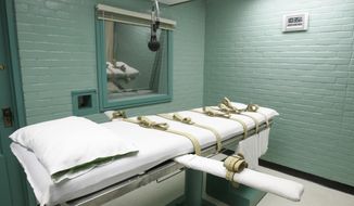 FILE - This May 27, 2008 file photo, shows an execution chamber in Huntsville, Texas. The Republican-controlled Texas House has voted to ban the execution of inmates who are severely mentally ill in the nation’s busiest death-penalty state. No lawmaker spoke in opposition of the bill Thursday, May 9, 2019. The legislation would amount to a rare weakening of Texas’ tough stance on capital punishment. (AP Photo/Pat Sullivan, File)