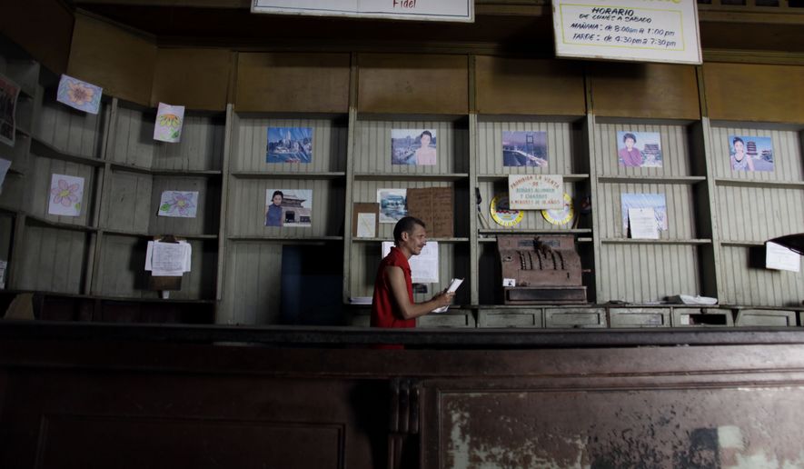 In this Oct. 9, 2009, file photo, an employee works in a government food store with empty shelves in Havana, Cuba. The Cuban government said, Friday, May 10, 2019, that it will begin rationing chicken, eggs, rice, beans, soap and other basic products in the face of a grave economic crisis. (AP Photo/Javier Galeano, File)