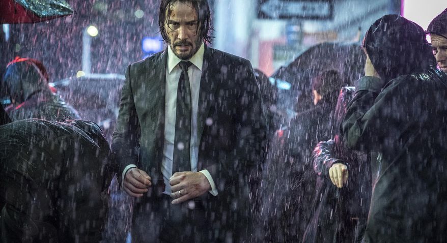 This image released by Lionsgate shows Keanu Reeves in a scene from "John Wick: Chapter 3 - Parabellum." (Niko Tavernise/Lionsgate via AP)
