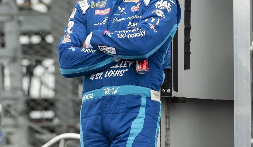 NASCAR auto racing driver Bubba Wallace is shown before a Cup series auto race Sunday, May 5, 2019, at Dover International Speedway in Dover, Del. (AP Photo/Jason Minto)