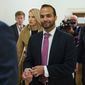 In this Oct. 25, 2018, file photo, George Papadopoulos, the former Trump campaign adviser who triggered the Russia investigation, arrives for his first appearance before congressional investigators, on Capitol Hill in Washington. (AP Photo/Carolyn Kaster, File)