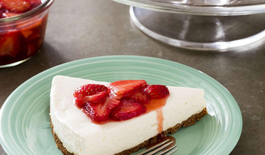 This undated photo provided by America's Test Kitchen in May 2019 shows Icebox Cheesecake in Brookline, Mass. This recipe appears in the cookbook “Perfect Cake.” (Daniel J. van Ackere/America's Test Kitchen via AP)