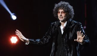 In this April 14, 2018 file photo, Howard Stern speaks at the 2018 Rock and Roll Hall of Fame Induction Ceremony at Cleveland Public Auditorium in Cleveland. (Photo by Michael Zorn/Invision/AP, File)