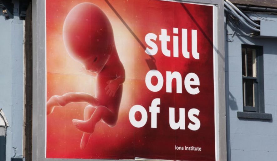 The &quot;Still One of Us&quot; Campaign by Ireland&#x27;s Iona Institute for Religion and Society ran afoul of Facebook&#x27;s censors for graphic and violent imagery in May 2019. The attached photo was blurred with a notice regarding &quot;sensitive&quot; material. (Image: Iona Institute) ** FILE **