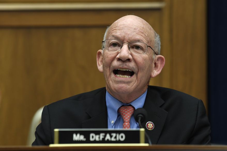 Rep. Peter DeFazio, D-Ore., speaks during a House Transportation Committee hearing on Capitol Hill in Washington, Wednesday, May 15, 2019, on the status of the Boeing 737 MAX aircraft. (AP Photo/Susan Walsh) **FILE**