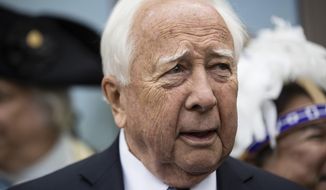FILE - In this April 19, 2017 file photo author David McCullough attends the opening ceremony for Museum of the American Revolution in Philadelphia. McCullough&#39;s new book is facing strong criticism for romanticizing white settlers and deemphasizing the pain inflicted on Native Americans in the present-day American Midwest. (AP Photo/Matt Rourke, File)