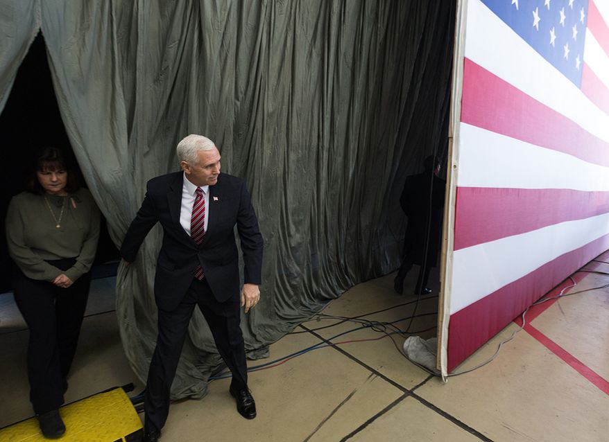 Vice President Mike Pence and Mrs. Karen are introduced to troops at Yokota Air Base, Thursday, February 8, 2018, in Tokyo, Japan. (Official White House Photo by D. Myles Cullen)