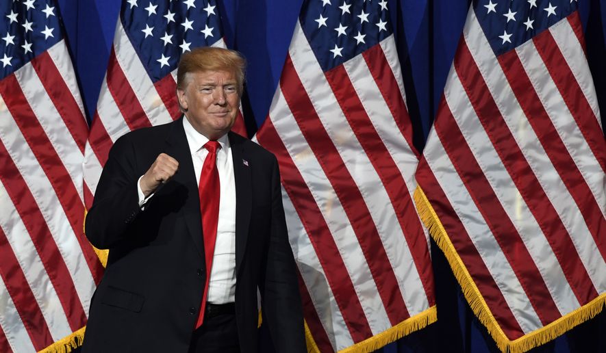 President Donald Trump arrives to speak at the National Association of REALTORS Legislative Meetings and Trade Expo, Friday, May 17, 2019, in Washington. (AP Photo/Susan Walsh)