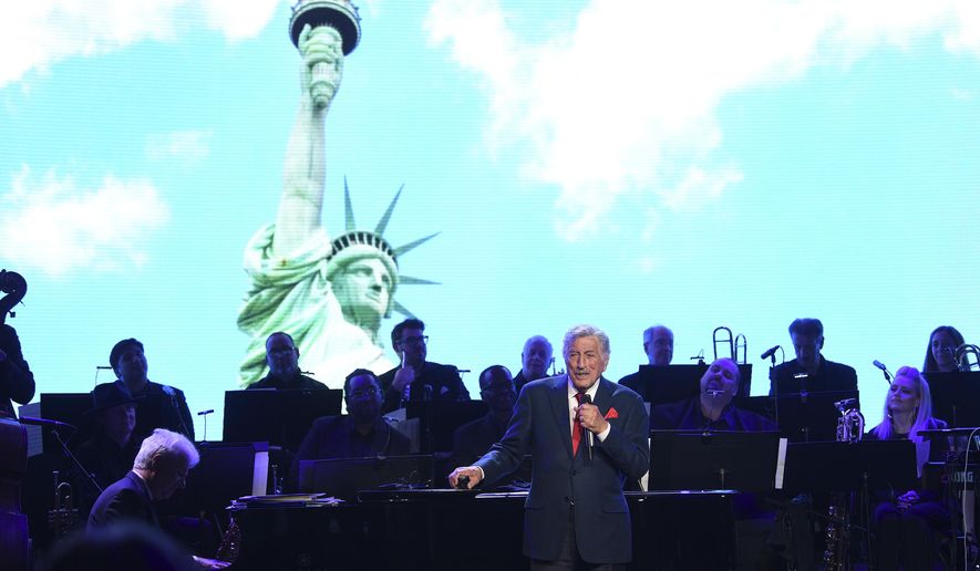 Singer Tony Bennett performs at the Statue of Liberty Museum opening celebration at Battery Park on Wednesday, May 15, 2019, in New York. (Photo by Evan Agostini/Invision/AP)