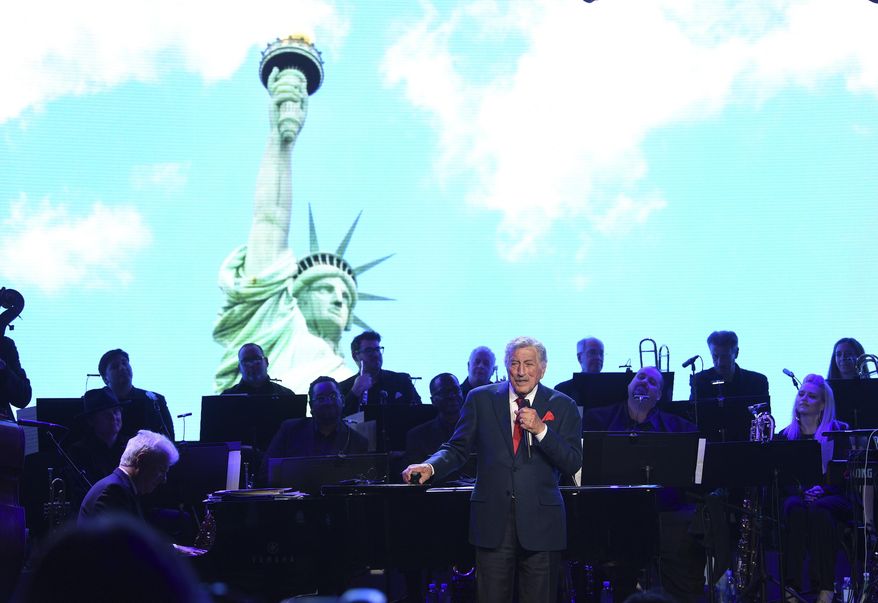 Singer Tony Bennett performs at the Statue of Liberty Museum opening celebration at Battery Park on Wednesday, May 15, 2019, in New York. (Photo by Evan Agostini/Invision/AP)