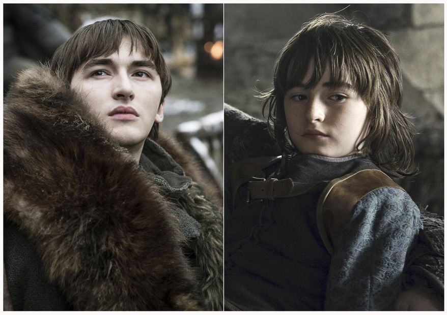 This combination photo of images released by HBO shows Isaac Hempstead Wright portraying Bran Stark in "Game of Thrones." The final episode of the popular series airs on Sunday. (HBO via AP)