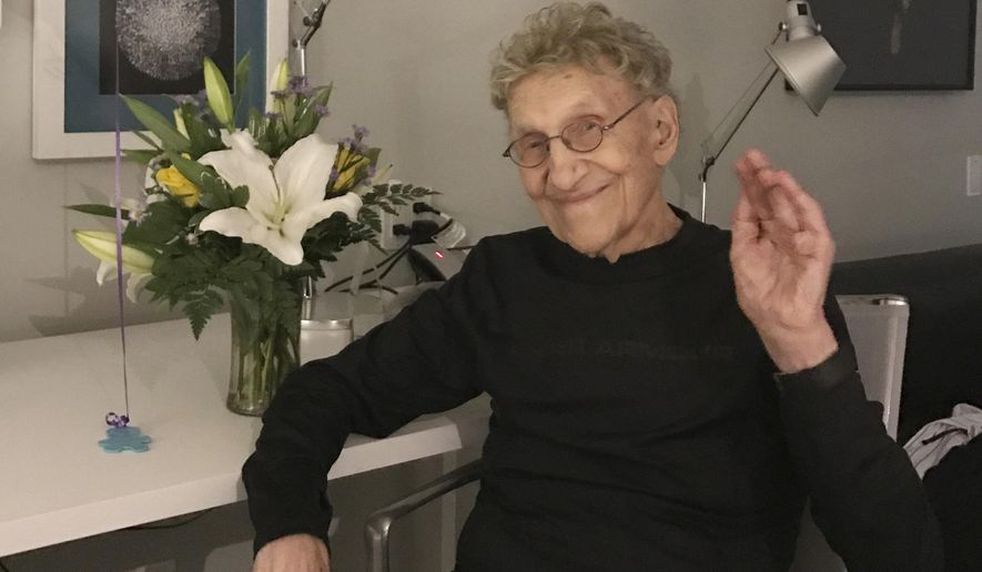 This Feb. 7, 2017 photo provided by Suzanne Shore shows her husband, Sammy Shore. The actor and standup comedian who co-founded the Comedy Store died Saturday, May 18, 2019. He was 92. (Suzanne Shore via AP)