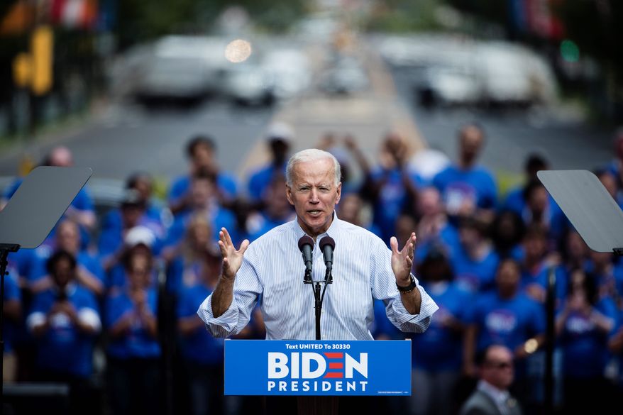 Democratic presidential candidate, former Vice President Joe Biden during a campaign rally at Eakins Oval in Philadelphia, Saturday, May 18, 2019. (AP Photo/Matt Rourke)